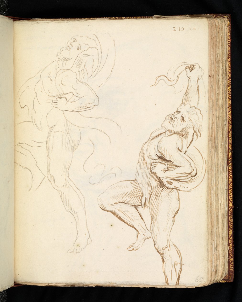 دراستان عن Laocoon ، إحداهما مع الثعابين التي تحولت إلى ستائر (جرافيت وقلم وحبر بني على ورق مضغوط) بواسطة بيتر بول (بعد) روبنز