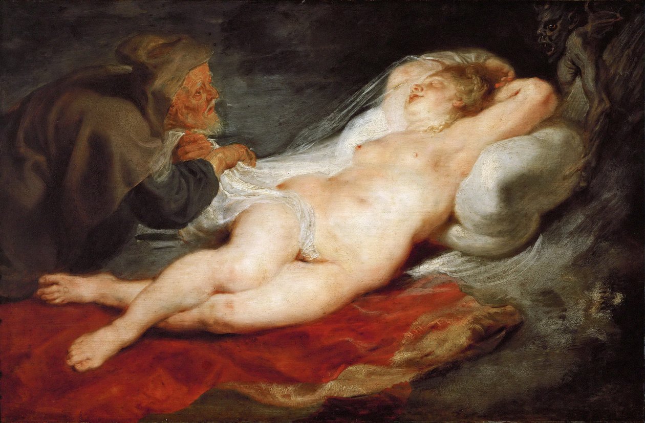 Angelique et l'ermite (Roland furieux ، الترانيم 8 ، الآية 48-50 من L'Arioste) - الناسك وأنجليكا النائمة ، بقلم روبنز ، بيتر بول (1577-1640). زيت على خشب ، حوالي ١٦٢٧. الحجم: ٤٣ × ٦٥.٥ سم. متحف تاريخ الفن ، فيينا بواسطة بيتر بول روبنز