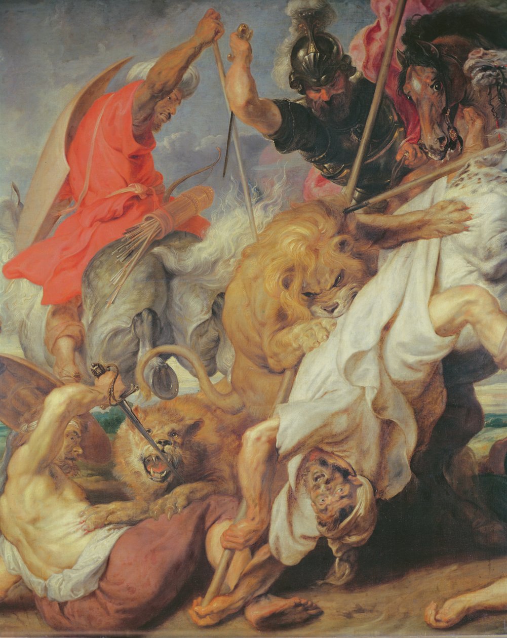 تفاصيل The Lion Hunt ، 1621 زيت على قماش ، انظر 203326 و 196202 بواسطة بيتر بول روبنز
