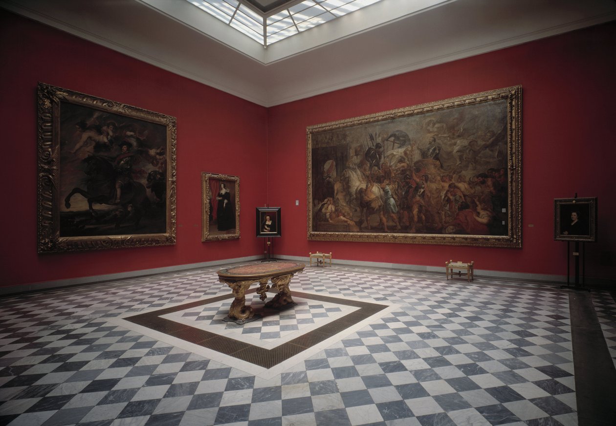 Hall of the museum presenting Henri IV at the Battle of Ivry and Triumphal Entree of Henry IV in Paris by Rubens بواسطة بيتر بول روبنز