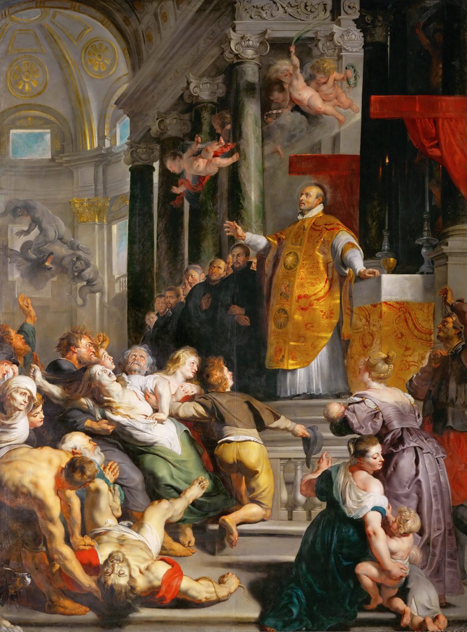 Les miracles de Saint Ignace de Loyola (1491-1553) - عجائب القديس إغناطيوس دي لويولا - بيتر بول روبنز (1577-1640). زيت على قماش ، ج. 1617-1618. الأبعاد: ٥٣٥ × ٣٩٥ سم. متحف تاريخ الفن ، فيين بواسطة بيتر بول روبنز