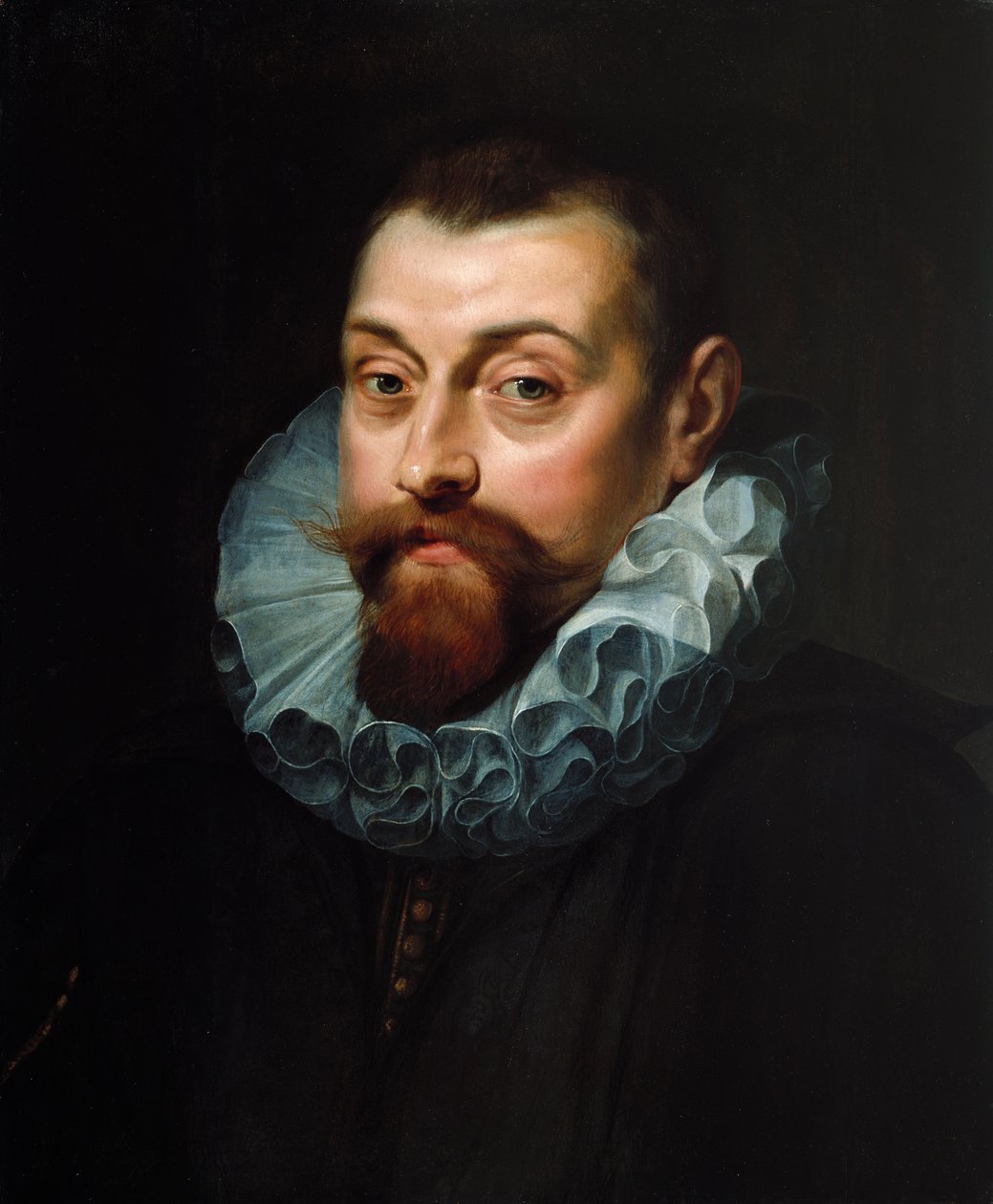صورة لرجل ، طول تمثال نصفي ، في زي داكن مع رف أبيض ، c.1597-99 بواسطة بيتر بول روبنز