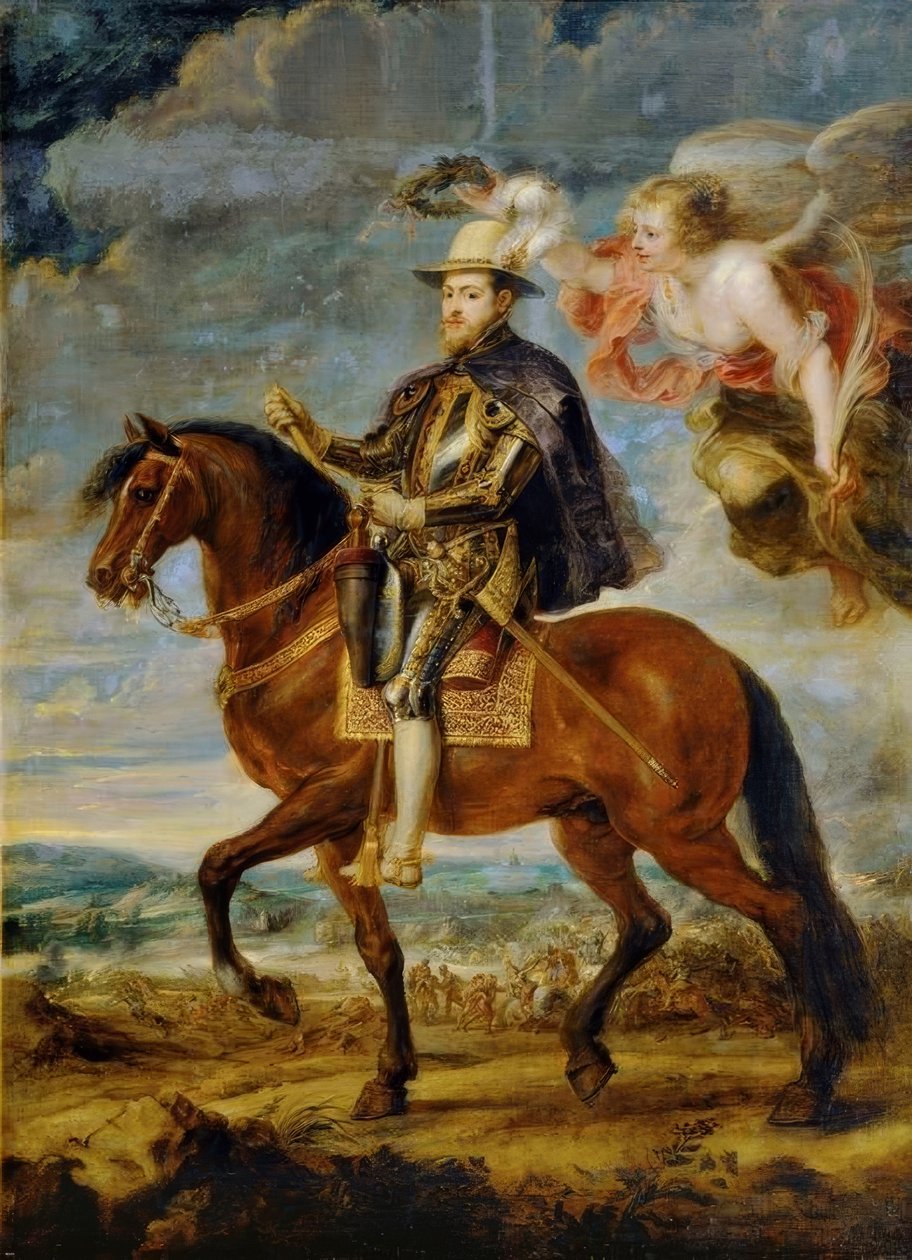 صورة الفروسية لفيليب الثاني في معركة سانت كوينتين عام 1557 بواسطة بيتر بول روبنز