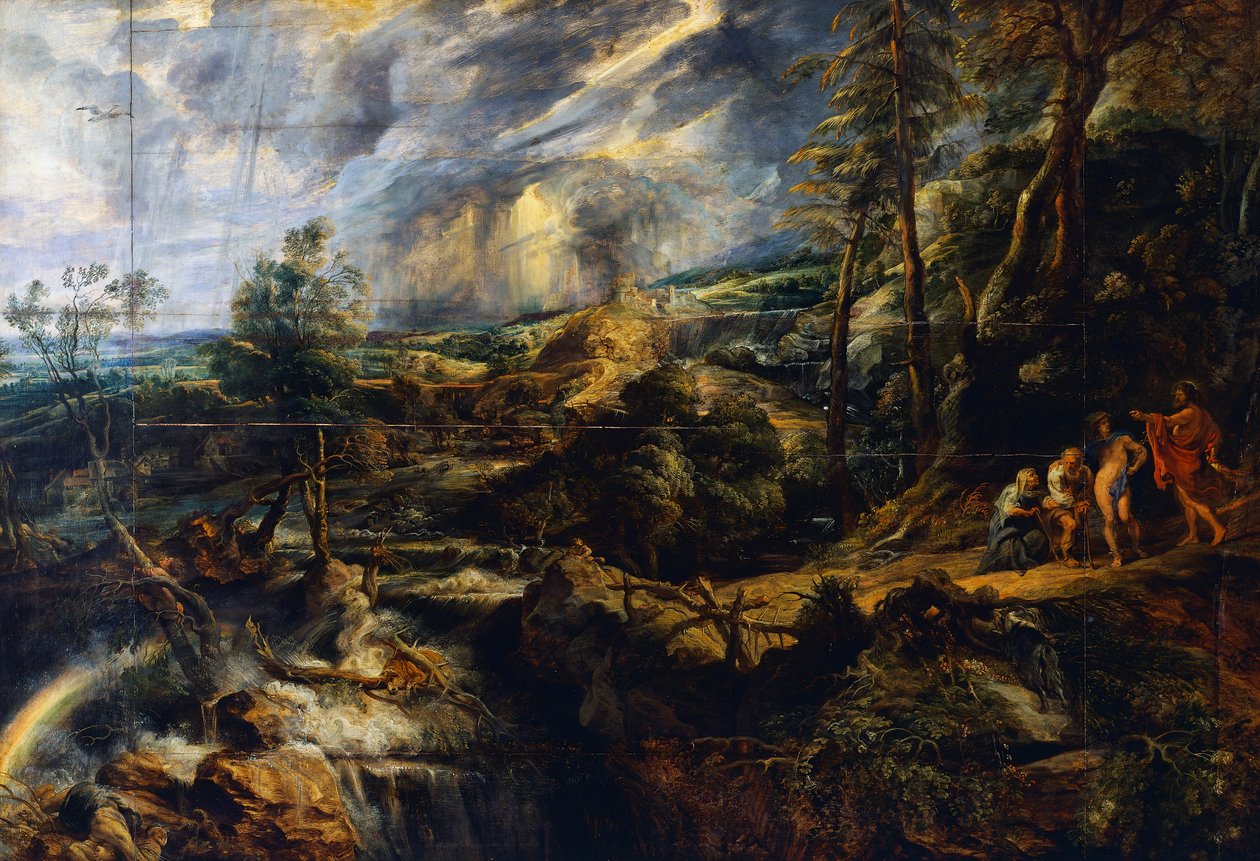 Stormy landscape, c.1625 (oil on panel) بواسطة بيتر بول روبنز