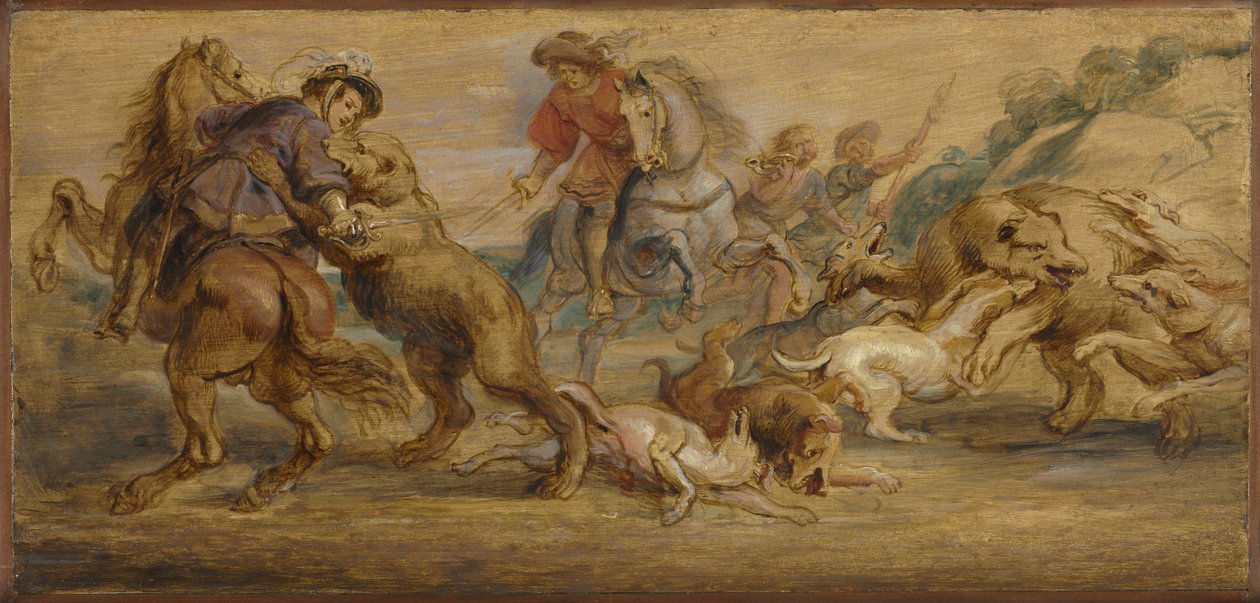 دراسة لـ "The Bear Hunt" (للكازار ، مدريد) ، حوالي 1639 (زيت على خشب) بواسطة بيتر بول روبنز