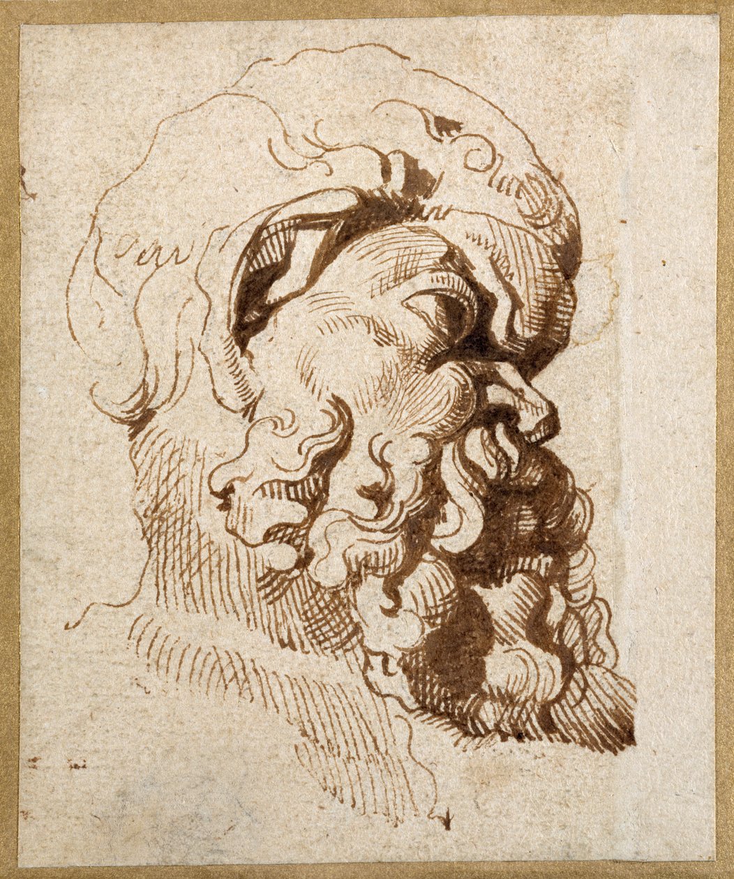 Study of an antique head of Silenus (pen & ink on paper) بواسطة بيتر بول روبنز