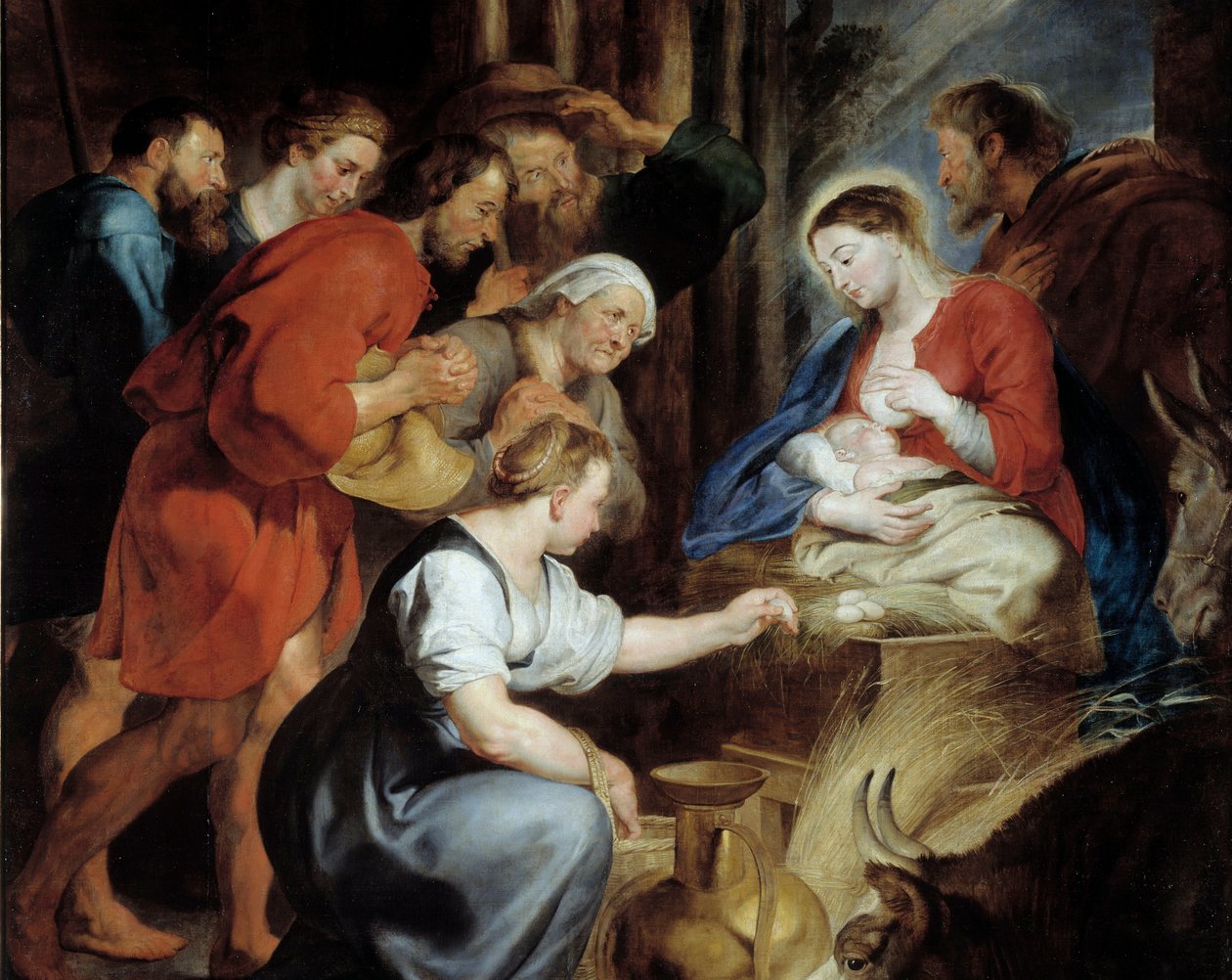 تفاصيل عبادة الرعاة. رسم بيير بول (بيير بول) روبنز (أو بيتر بول أو بيتروس بولوس) (1577-1640) القرن السابع عشر. 3،4x2،48 م روان ، متحف الفنون الجميلة بواسطة بيتر بول روبنز
