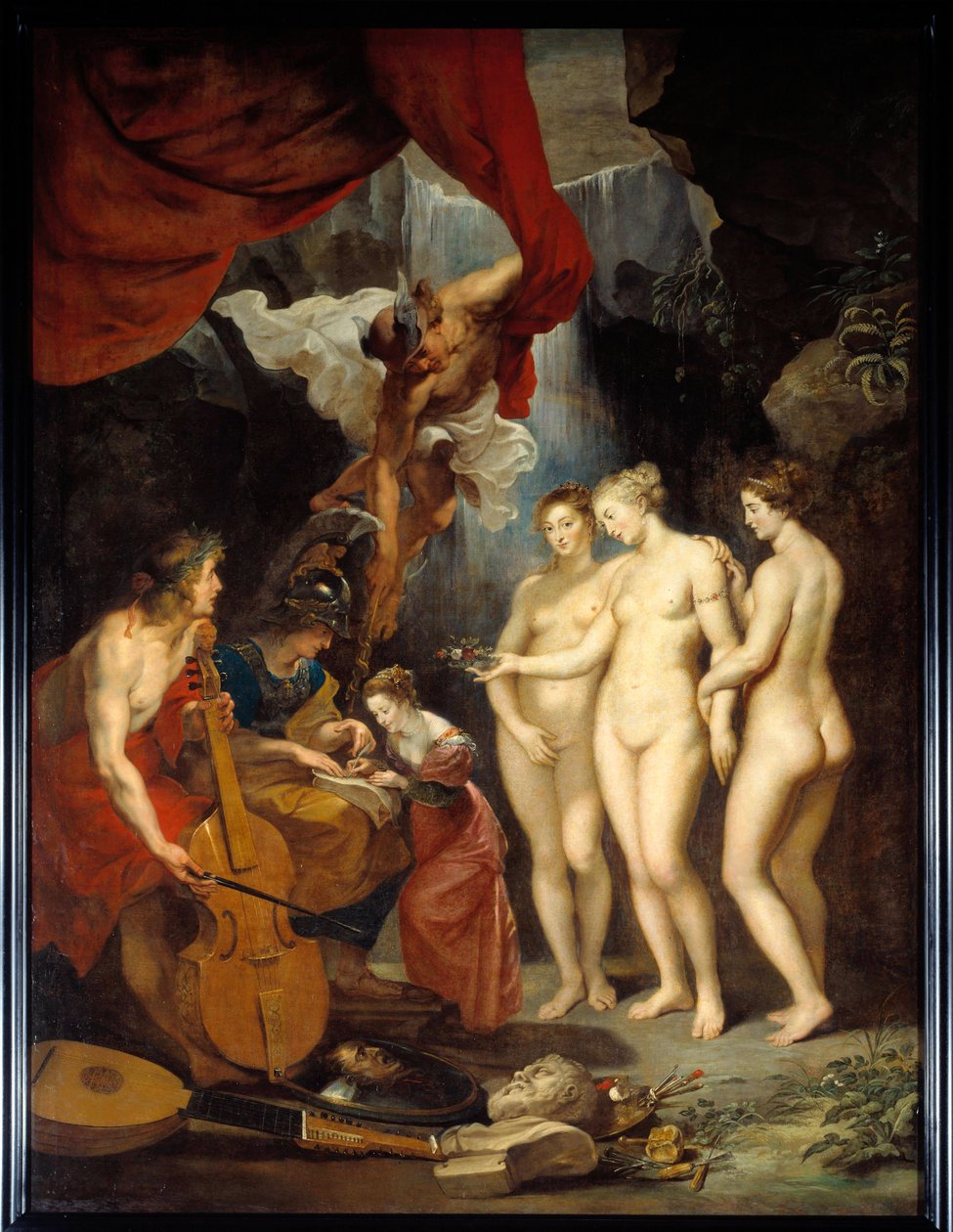 تعليم ماري من ميديسيس أليجوري يمثل تعليمات الملكة الشابة ماري من مديسيس (1573-1642) بين مينيرفا وميركوري وأبولو والنعم الثلاثة. رسم بيير بول (بيير بول) روبنز (أو بيتر بول أو بيتروس بولوس) (15 بواسطة بيتر بول روبنز