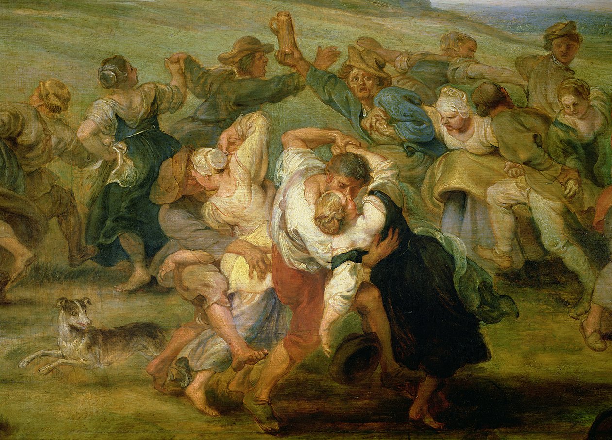 The Kermesse ، تفاصيل رقص الفلاحين ، c.1635-38 زيت على تفاصيل لوحة 24954 بواسطة بيتر بول روبنز