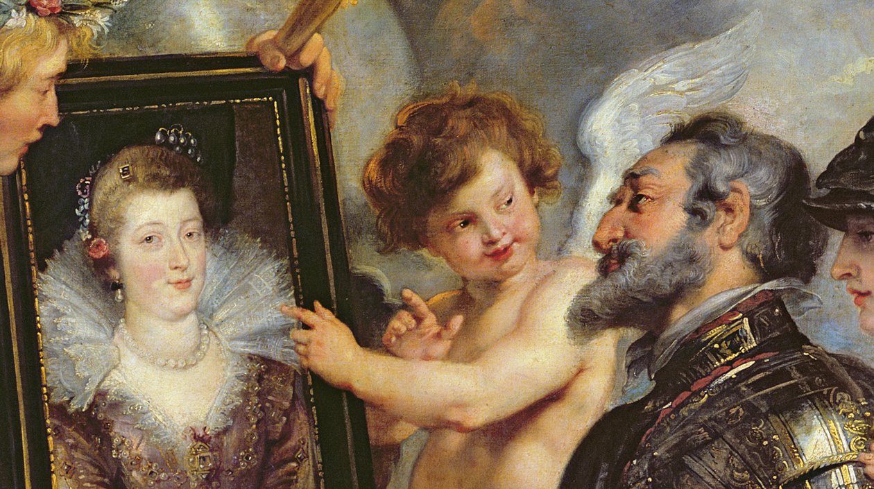 دورة ميديشي: هنري الرابع (1553-1610) تلقي صورة ماري دي ميديشي (1573-1642) 1621-25 (تفاصيل 17689) بواسطة بيتر بول روبنز
