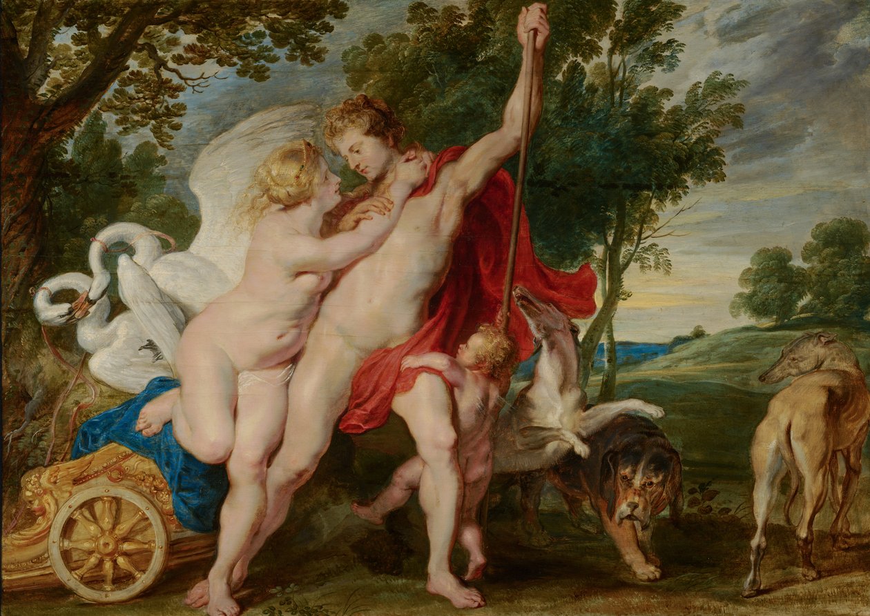 فينوس يحاول منع أدونيس من المغادرة للصيد ، c.1600-1700 بواسطة بيتر بول روبنز