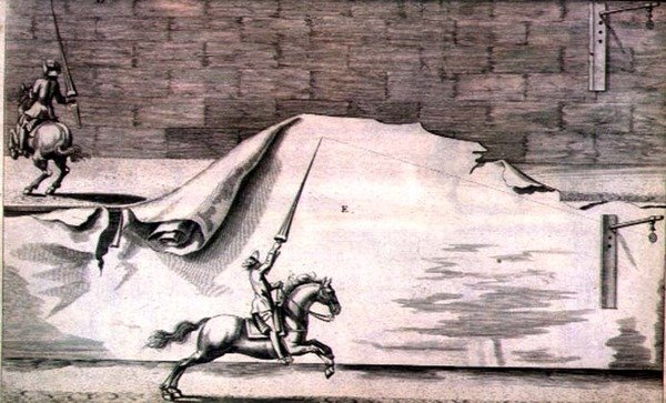 اثنان من الفرسان يتدربون على الرماح من "رسالة جديدة لتربية الخيول" كتبها وينترز وستوتيري وريت شول ، حانة. 1672 (نقش) بواسطة بيتر بول تروشيل