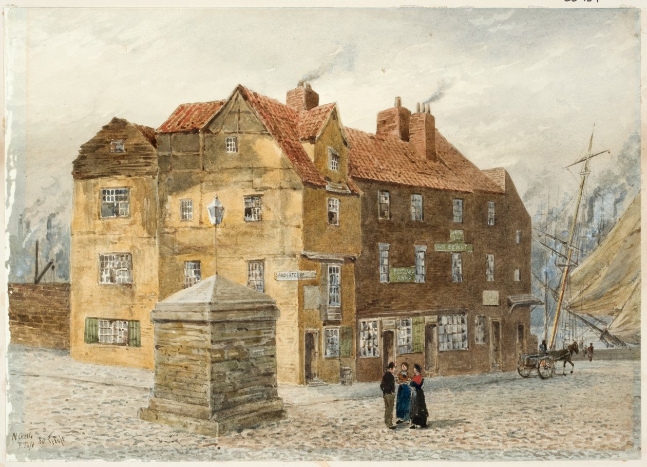 Sandgate (Portland Arms Inn) (قلم رصاص وألوان مائية على ورق على بطاقة) بواسطة بيتر بيترسن توفت