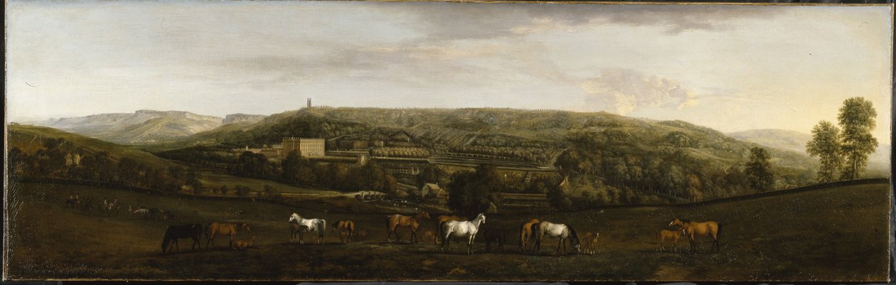 A view of Chatsworth from the south-west (oil on canvas) بواسطة بيتر تيليمانز