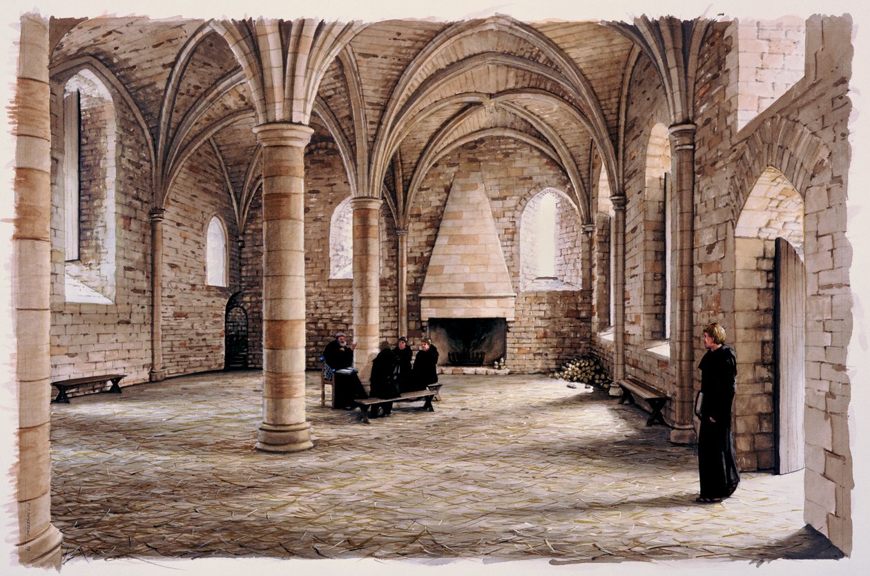 غرفة المبتدئين ، Battle Abbey ، شرق ساسكس ، في القرن الثاني عشر c1980-c2008 بواسطة بيتر أورمستون