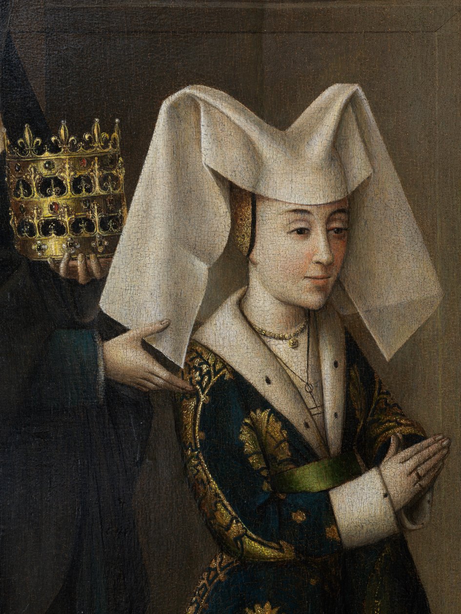 تفاصيل إيزابيلا من البرتغال وسانت إليزابيث ، حوالي 1457-60 (زيت على قماش) بواسطة بيتر المسيح