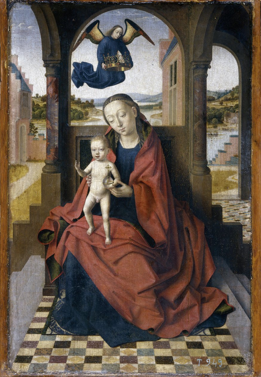 مادونا والطفل - رسم بيتروس كريستوس (1410/20-1476) ، زيت على خشب (49 × 34 سم) ، حوالي 1460 - (مادونا والطفل - زيت على خشب لبيتروس كريستوس بواسطة بيتر المسيح