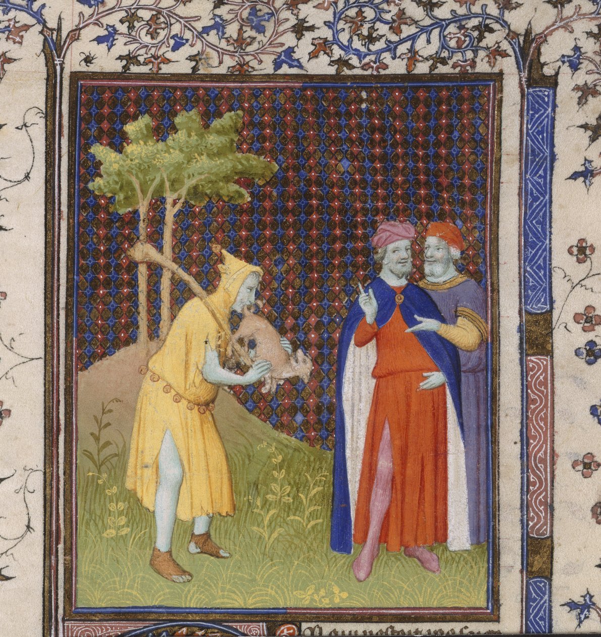 Royal 15 D.11 ، صفحة 262 ، أحمق بحيوان صغير ، من "Bible Historiale" بقلم Guiart de Moulins (رق) بواسطة بيتر جيلبرتي