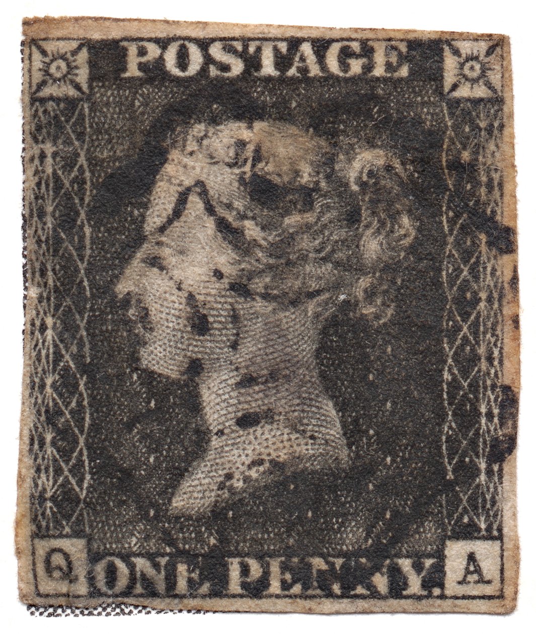 One Penny Black ، أول طابع بريدي في العالم ، ج. 1840 بواسطة طوابع