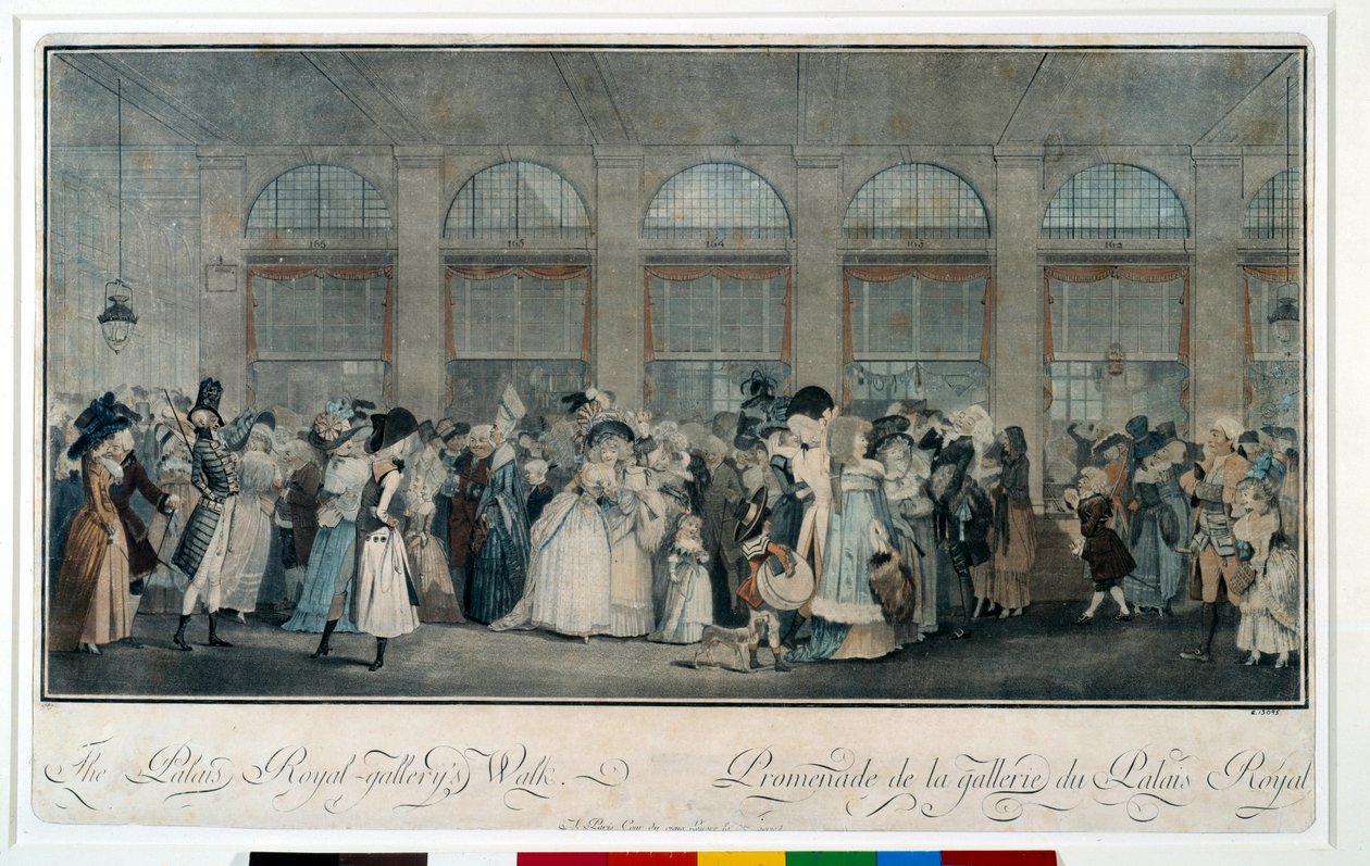 تجول في معرض القصر الملكي عام 1787. نقش لويس فيليبرت ديبوكورت (1755-1832) بواسطة فيليبيرت لويس ديبوكورت
