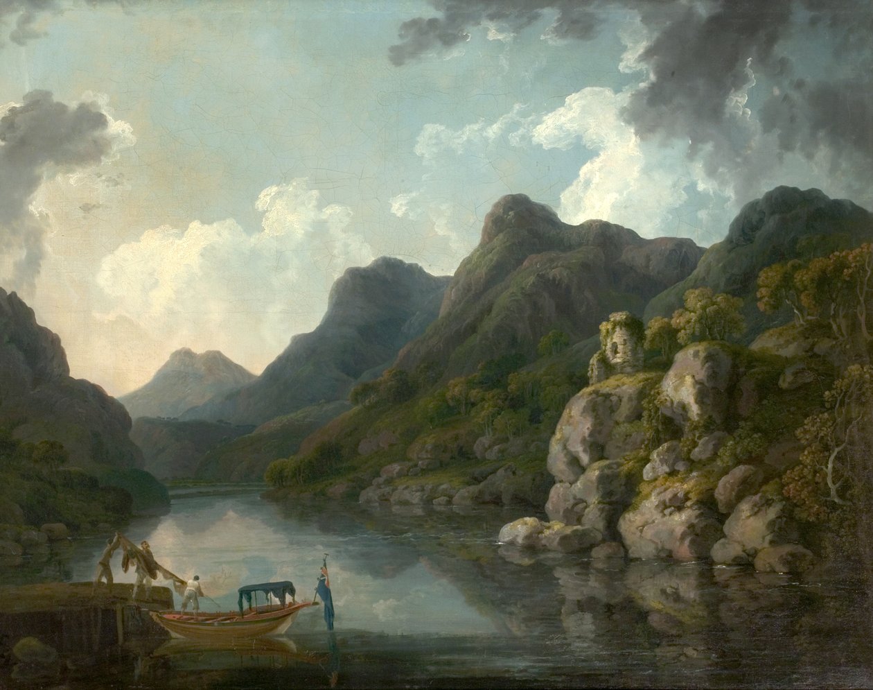 منظر ل Snowdon مع قلعة Dolbardarn من Llanberis ، شمال ويلز ، 1787 بواسطة فيليب جاك دو لوبيرج