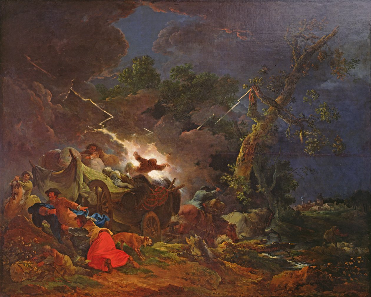 فوجئ الفلاحون بعاصفة ، ج 1770 بواسطة فيليب جاك دو لوبيرج
