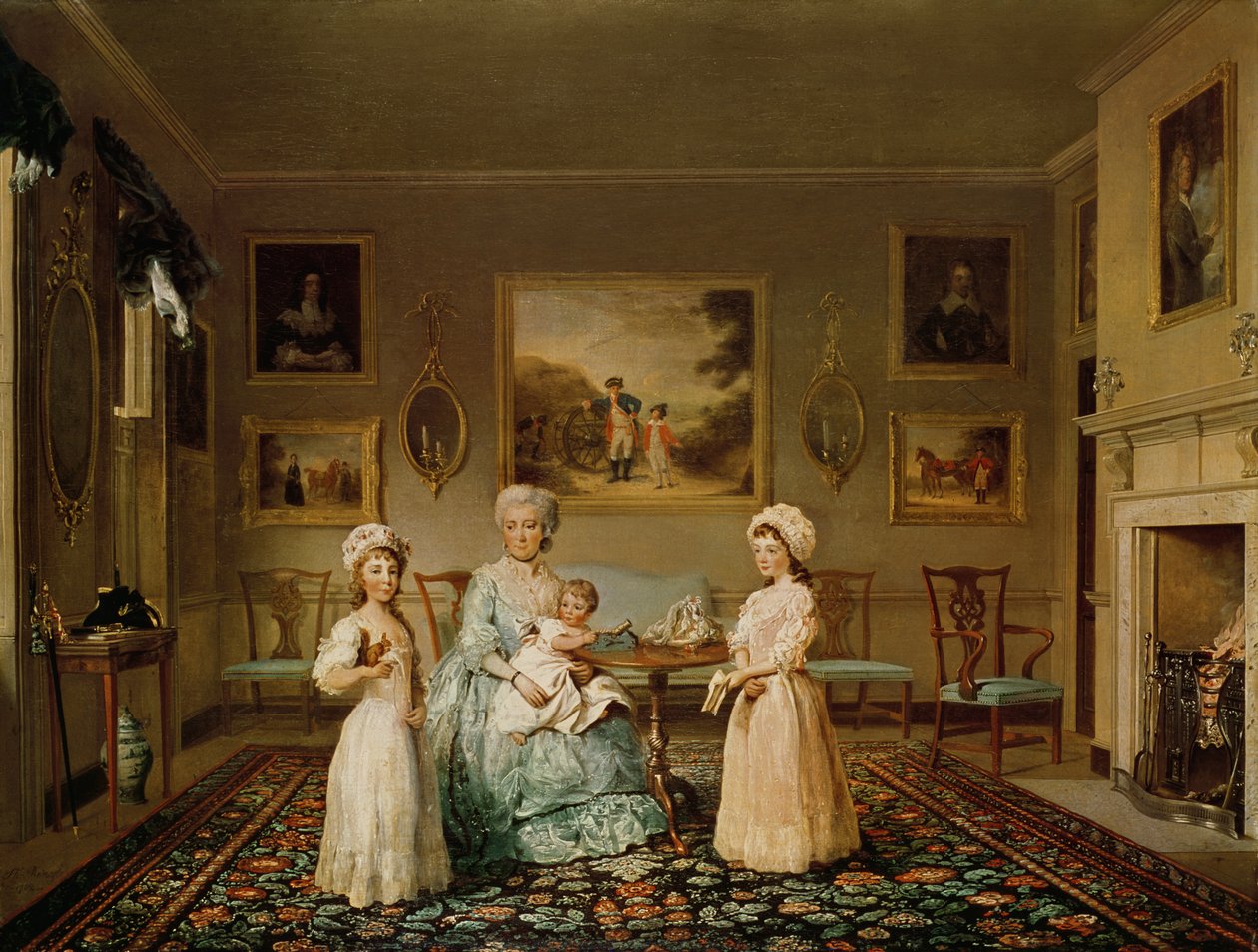 السيدة Congreve وأطفالها في غرفة الرسم بلندن ، 1782 بواسطة فيليب ريناجل