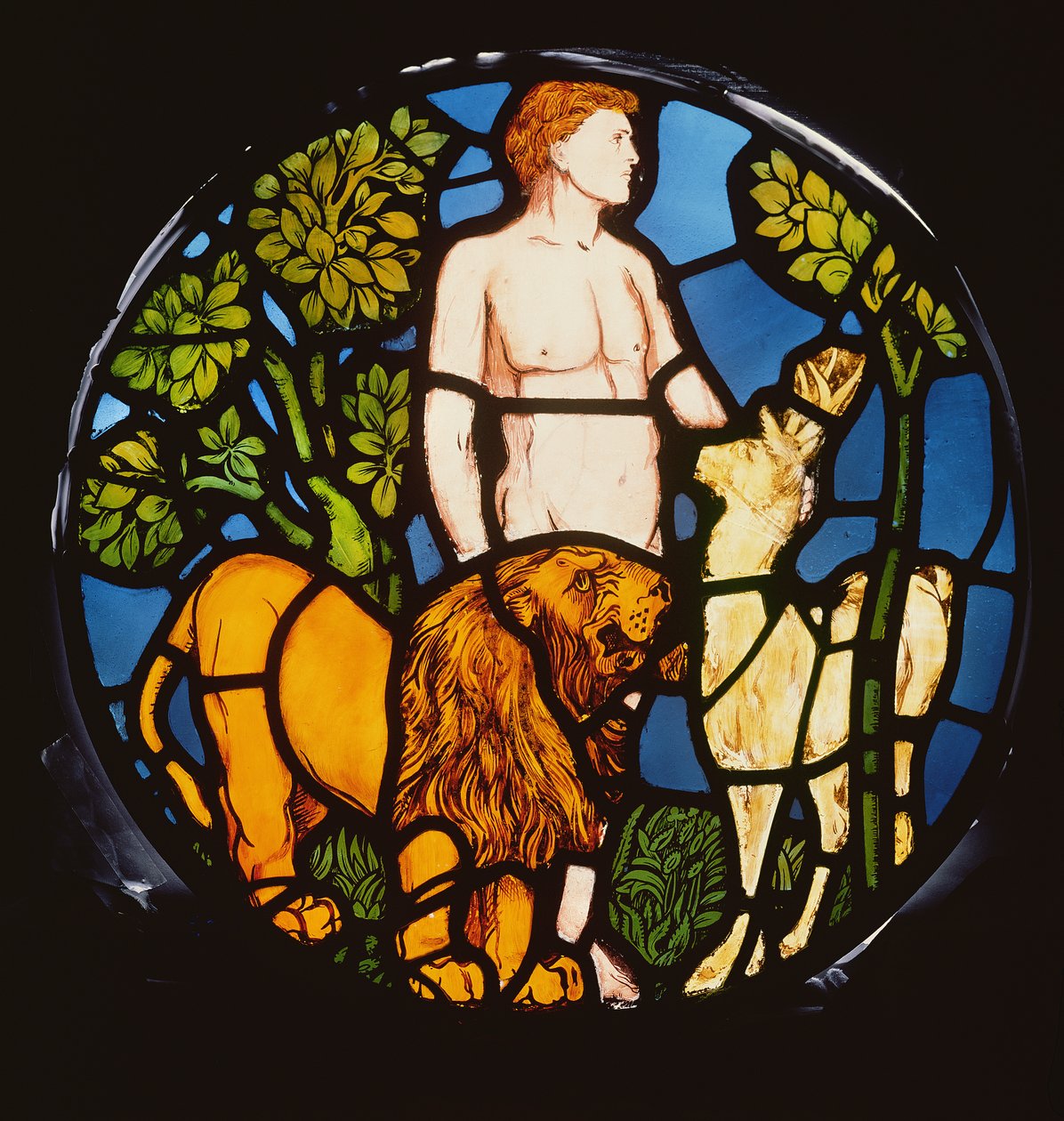 Adam Naming the Beasts ، التفاصيل من نافذة الإبداع ، 1861 تفاصيل الزجاج الملون من 120153 بواسطة فيليب ويب