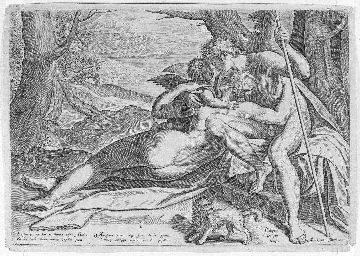 فينوس وأدونيس ، من سلسلة قصة أدونيس ، كاليفورنيا. 1579. ، كاليفورنيا. 1579. بواسطة فيليب جالي