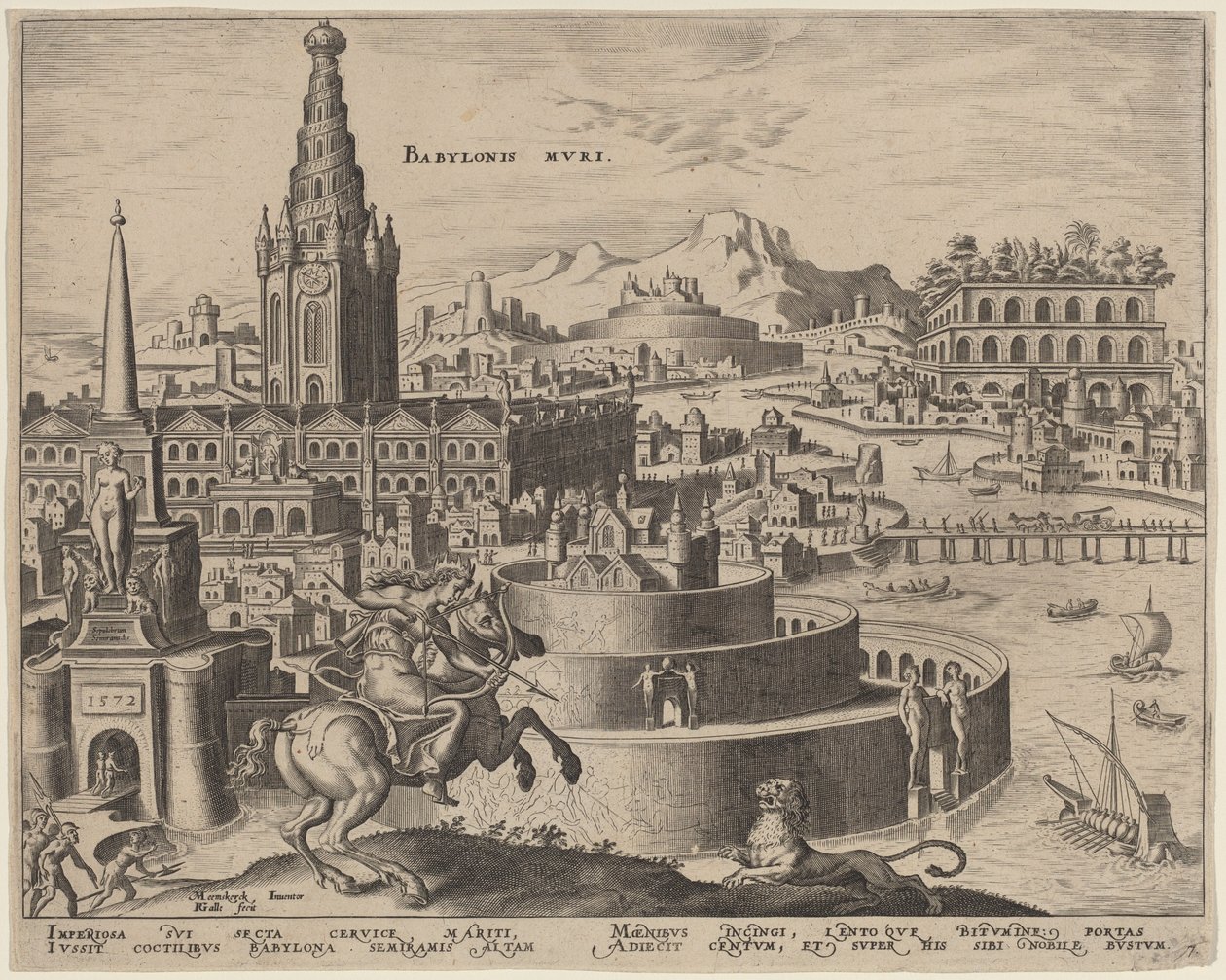 بابل موري (أسوار بابل) بواسطة فيليب جالي ، بعد Maerten van Heemskerck