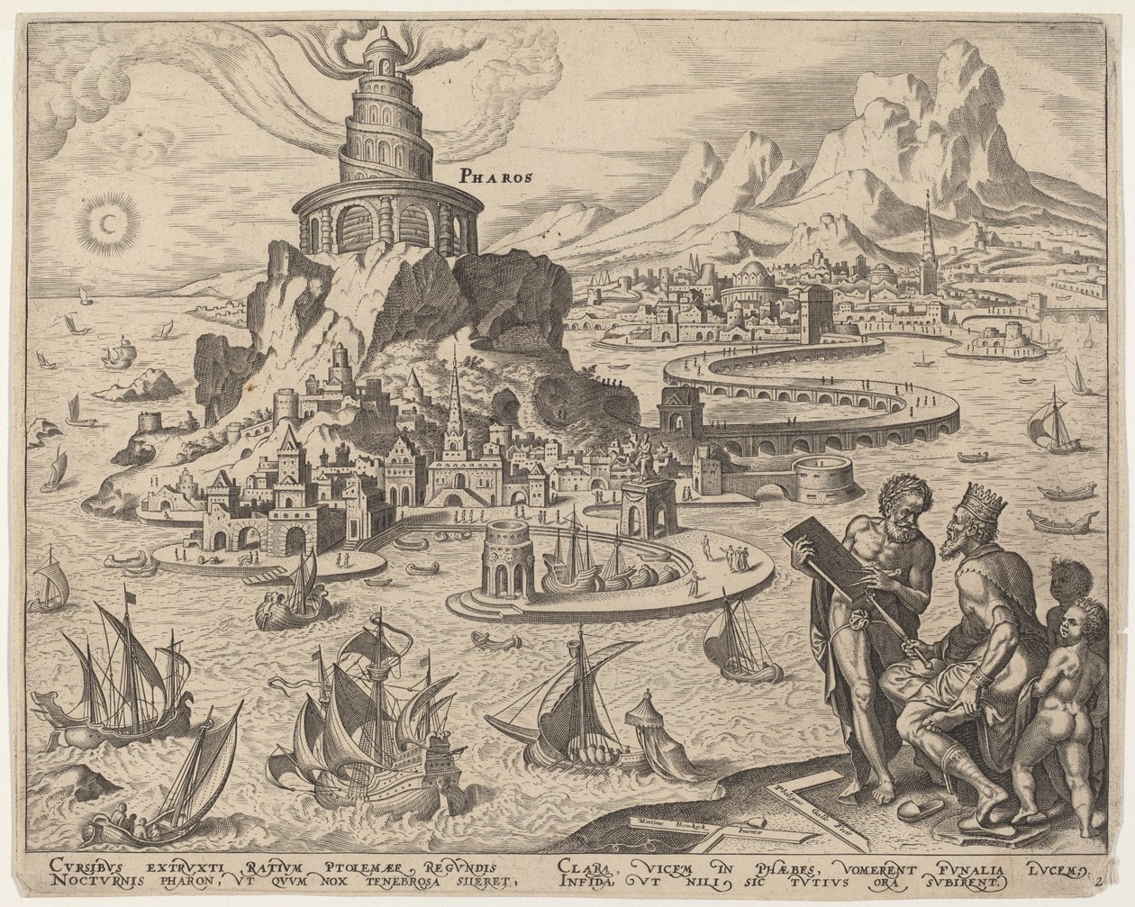 فاروس (منارة الإسكندرية) بواسطة فيليب جالي ، بعد Maerten van Heemskerck