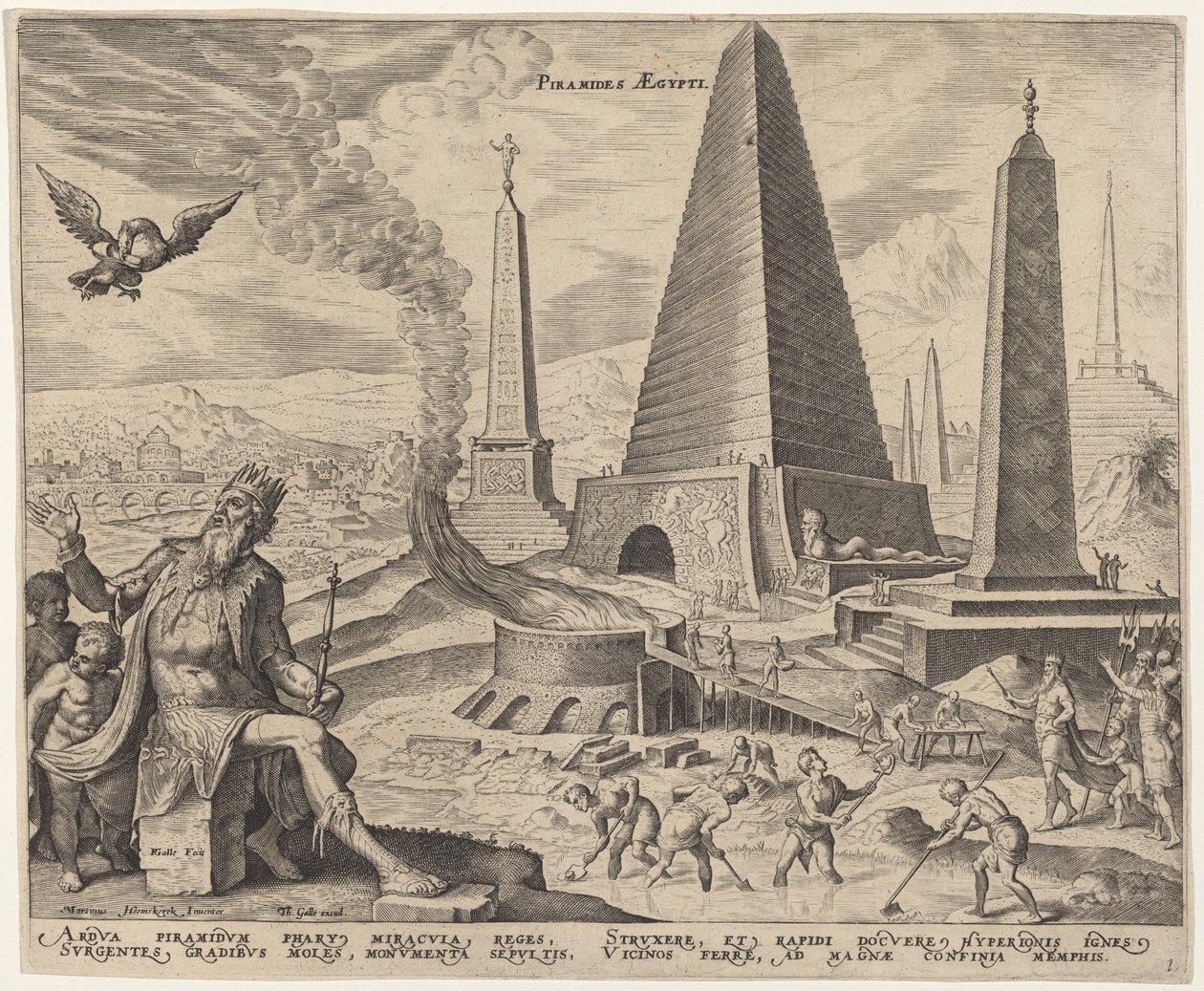 Piramides Aegypti (أهرامات مصر) بواسطة فيليب جالي ، بعد Maerten van Heemskerck