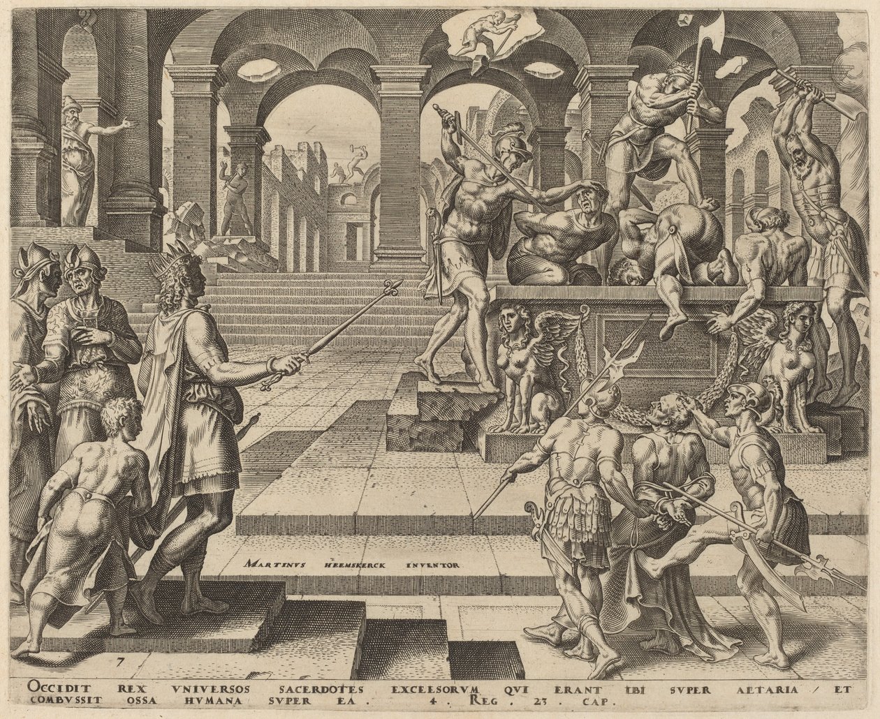 ذبح كهنة السامرة بواسطة فيليب جالي ، بعد Maerten van Heemskerck