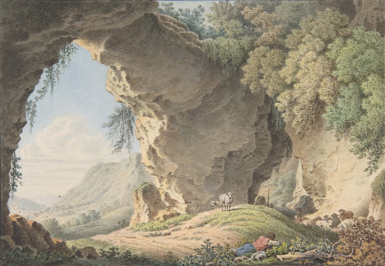 المناظر الطبيعية الصخرية مع الراعي النائم ، 1817. بواسطة فيليب هاينريش دنكر
