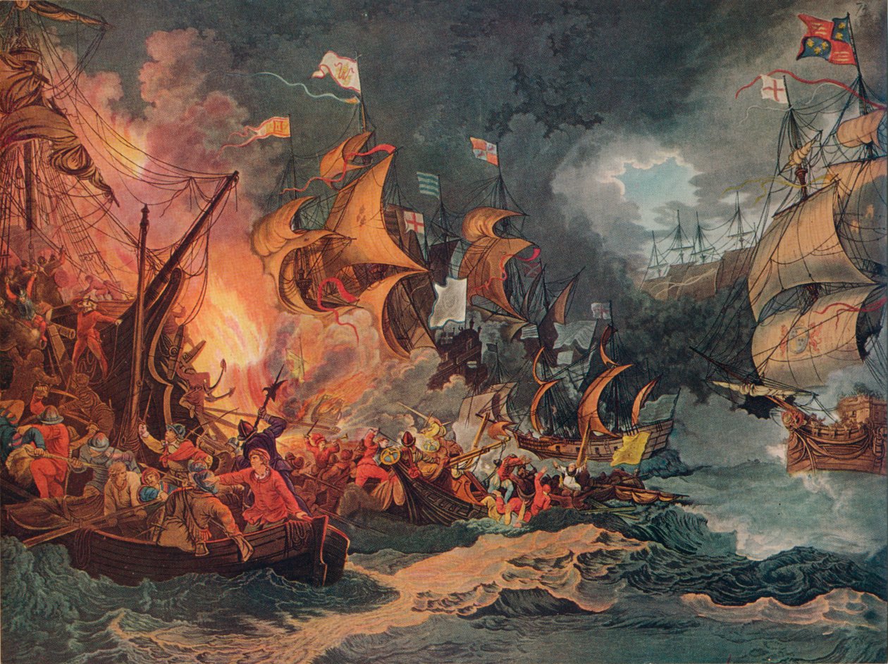 هزيمة أرمادا الإسبانية ، c1797 بواسطة فيليب جيمس دو لوثيربورغ