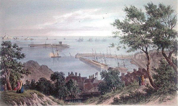 السرب الملكي في Anchor ، 2 سبتمبر 1846 ، من زيارة الملكة فيكتوريا في جيرسي ، نقش بواسطة H. Walter بواسطة فيليب جون (بعد) اوليس
