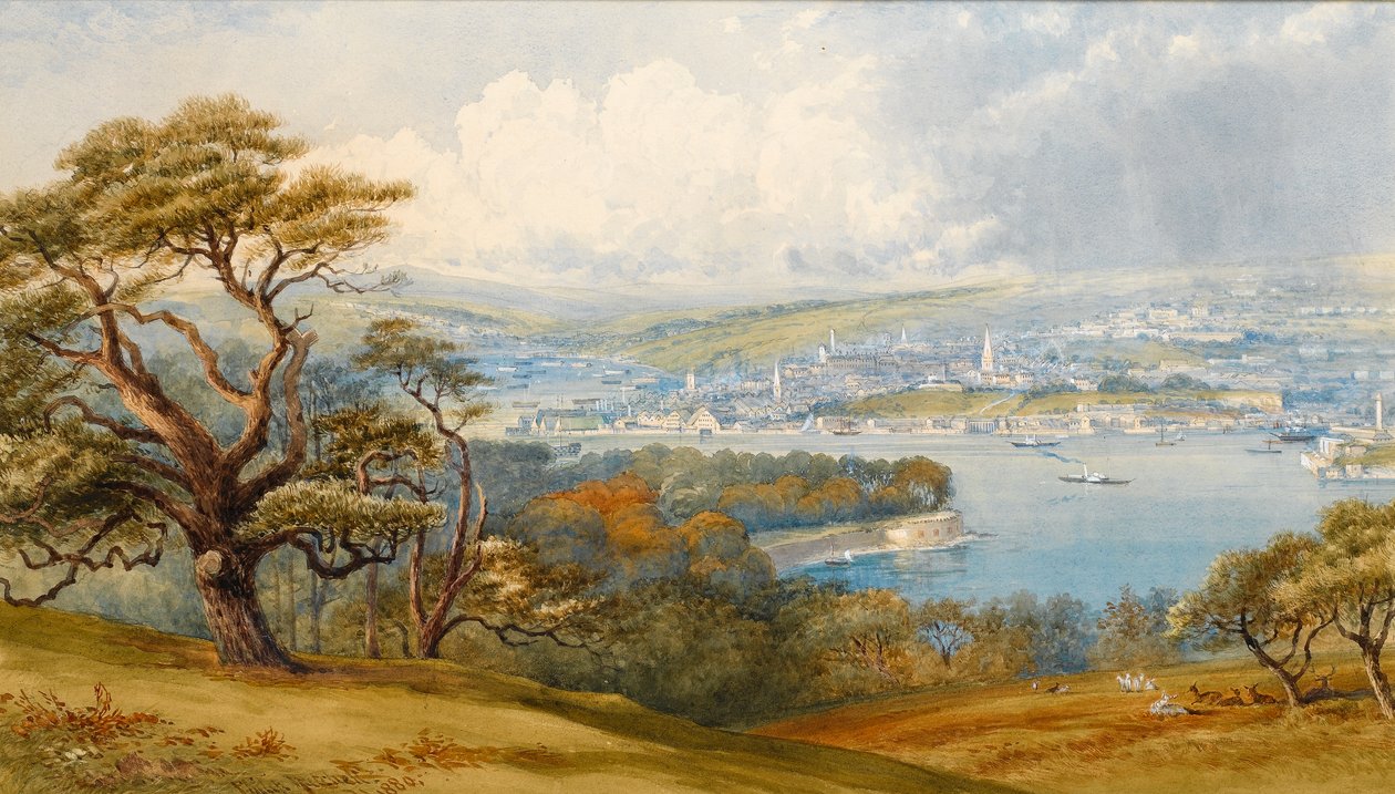 ديفونبورت وستونبريدج من مونت إيدجكومب بارك ، 1880 (مرحاض على ورق) بواسطة فيليب ميتشل