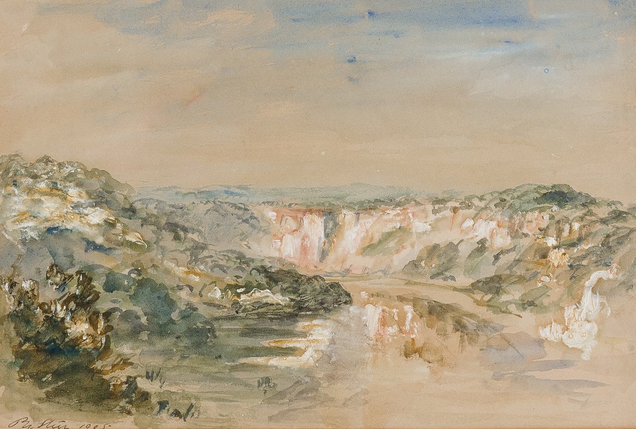 The Bend in the River ، بالقرب من تشيبستو ، مونماوثشاير ، 1905 (مرحاض وغواش على ورق) بواسطة فيليب ويلسون ستير