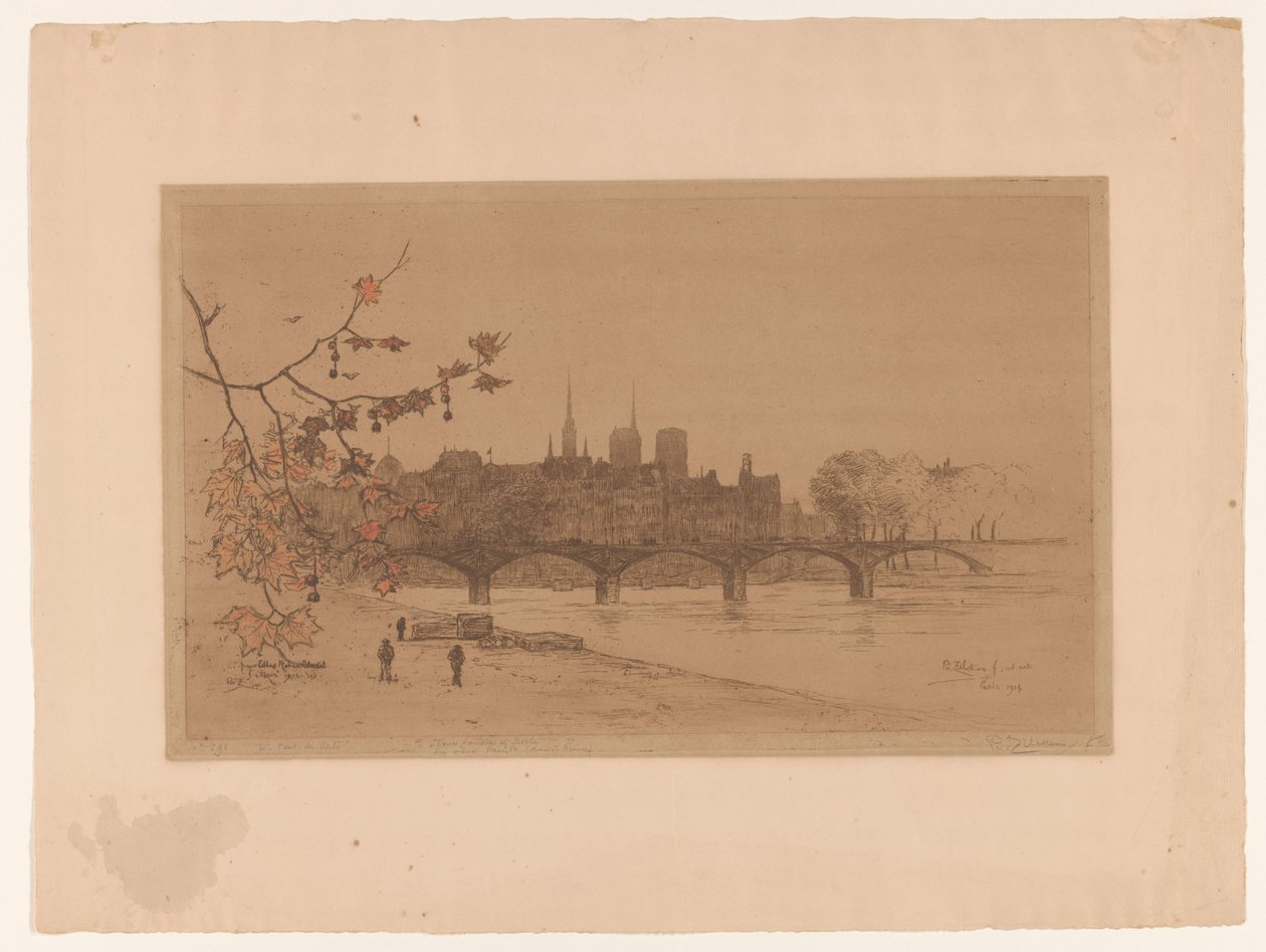 منظر لباريس فوق جسر الفنون Le Pont des Arts (العنوان على الكائن) بواسطة فيليب زيلكن (بتوقيع الفنان)