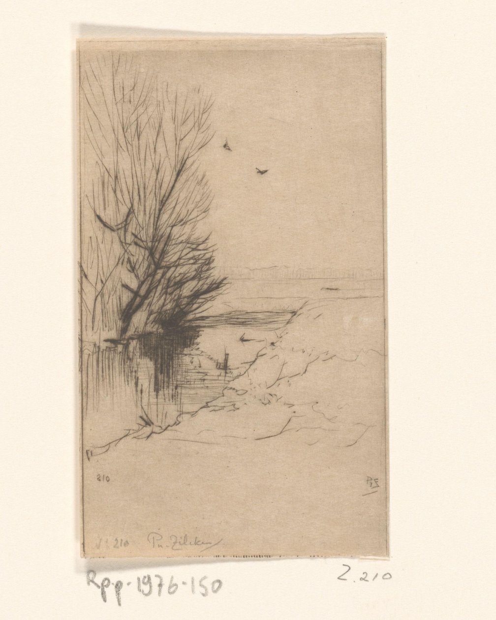 المناظر الطبيعية مع تيار والأشجار Croquis de paysage (العنوان الأصلي) بواسطة فيليب زيلكن (بتوقيع الفنان)
