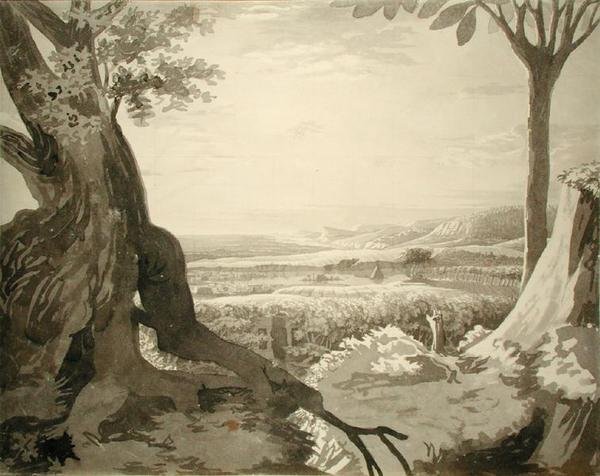 منظر وادي النيل ، 1805-6 (قلم رصاص رمادي على ورق) بواسطة فيليب أوتو رونج