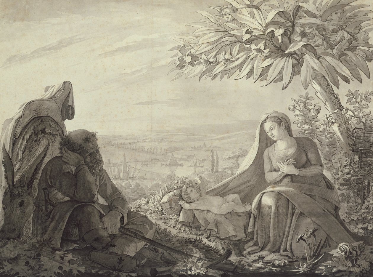 الباقي على الرحلة إلى مصر ، 1805 (قلم وحبر وغسل على ورق) بواسطة فيليب أوتو رونج