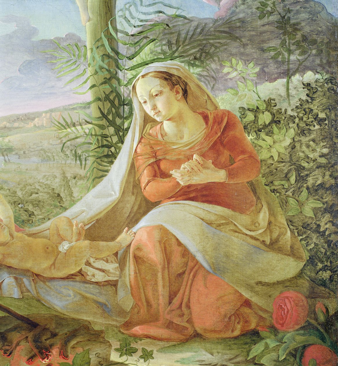 العذراء من "الراحة على متن الرحلة إلى مصر" ، 1805-06 (تفاصيل 141645) بواسطة فيليب أوتو رونج