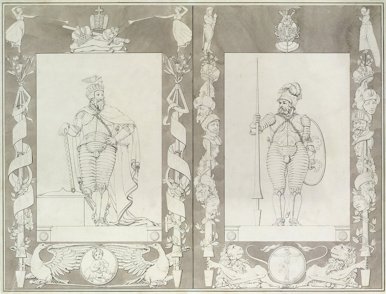 Charlemagne (742-814) و Heymon ، 1804-5 (قلم وحبر وغسل على ورق) بواسطة فيليب أوتو رونج