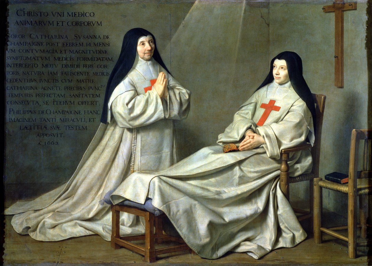 صورة الأم كاترين أغنيس أرنولد (1593-1671) والأخت كاترين القديسة سوزان شامبين (1636-86) ابنة الفنانة ، 1662 (لمزيد من التفاصيل ، انظر 89737) بواسطة فيليب دي شامبين