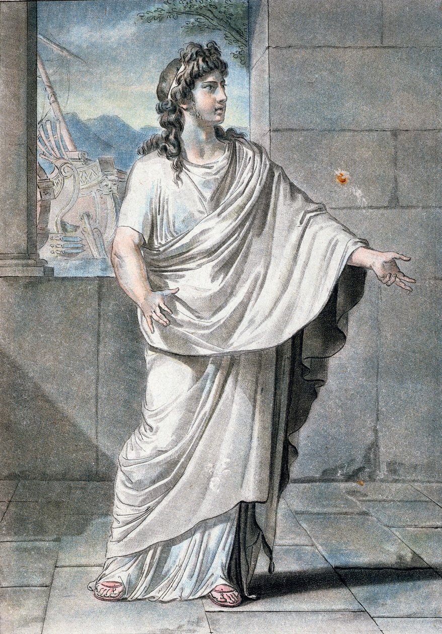 Orestes ، زي لـ "Andromaque" لجان راسين ، من "Research on the Costumes and Theatre of All Nations" ، منقوش بواسطة Pierre Michel Alix (1762-1817) 1802 بواسطة فيليب شيري