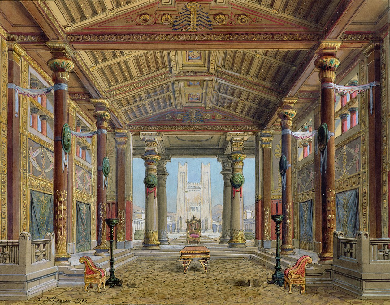 تعيين تصميم لـ "Athalie" من قبل جان راسين (1639-99) في الكوميديا الفرنسية ، 28 أبريل 1892 بواسطة فيليب ماري تشابيرون