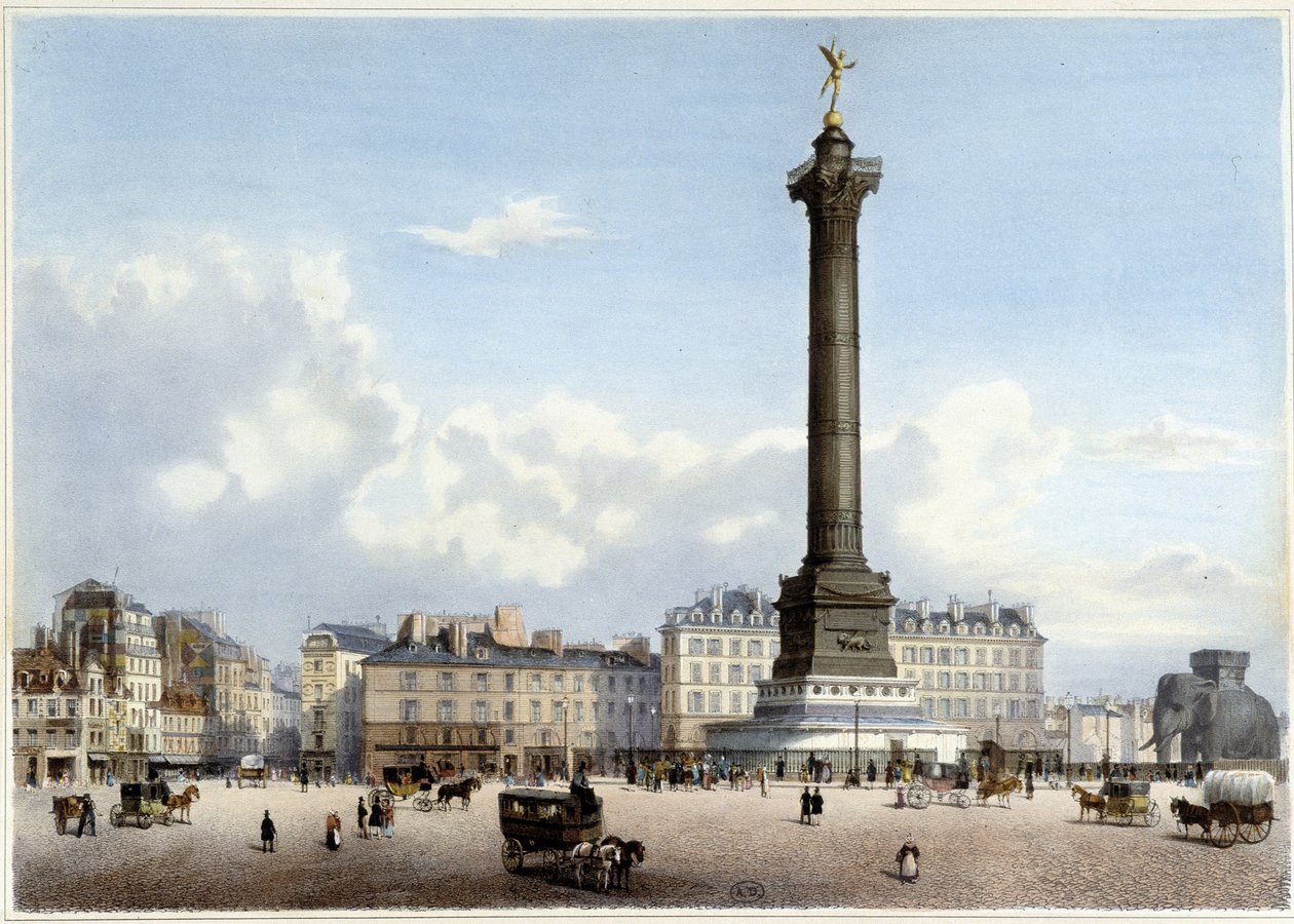 Column de Juillet à la Bastille - في "" نزهة في باريس ومحيطها "، صممه Jacottet and Benoist ، c. 1840 بواسطة فيليب بينويست