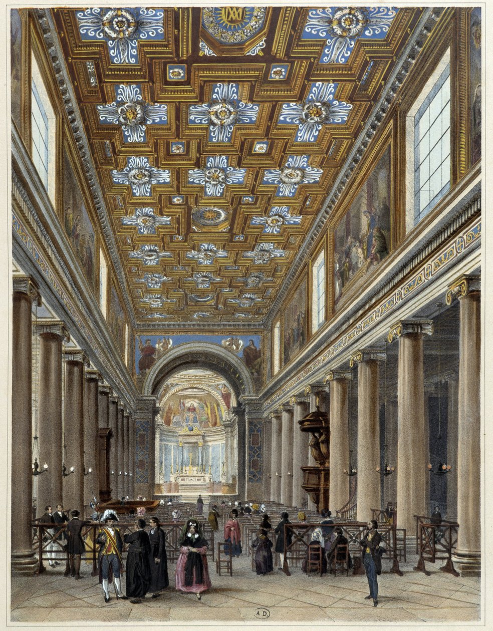 Interior of the church Notre-Dame de Lorette - in “” Promenade dans Paris et ses environs””, drawings by Jacottet and Benoist, ed. Gihaut Frères بواسطة فيليب بينويست