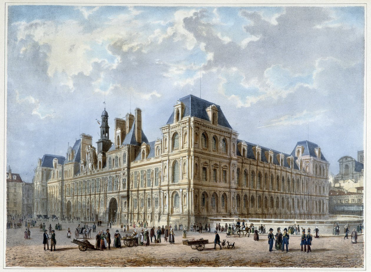 فندق Hôtel de Ville - في "" Walk in Paris ومحيطها "" ، صممه Jacottet and Benoist ، ج. 1840 بواسطة فيليب بينويست